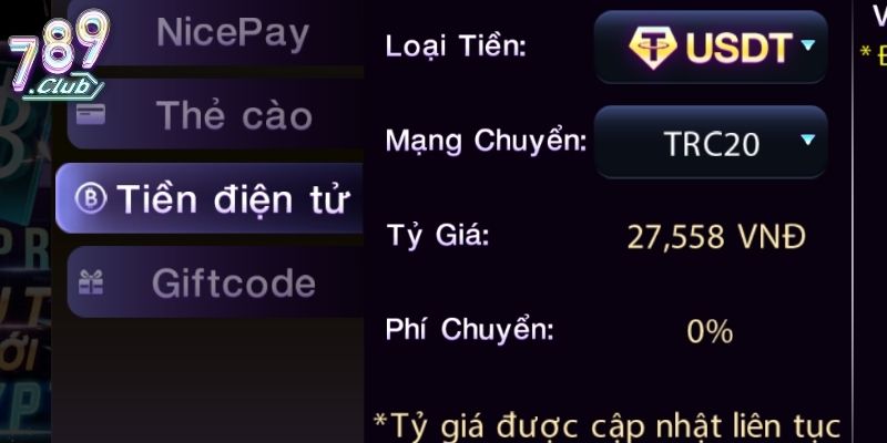 Nạp Tiền 789Club Cùng Với Nhiều Phương Thức Minh Bạch 4 Gửi qua ví điện tử